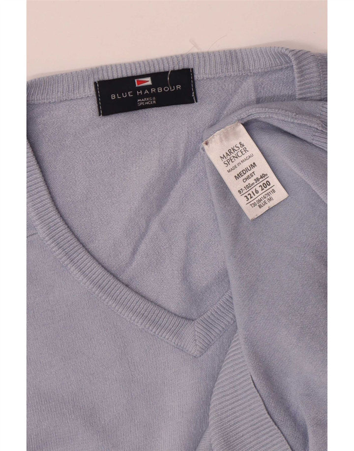 Maglione da uomo Marks & Spencer con scollo a V blu Harbour, acrilico medio