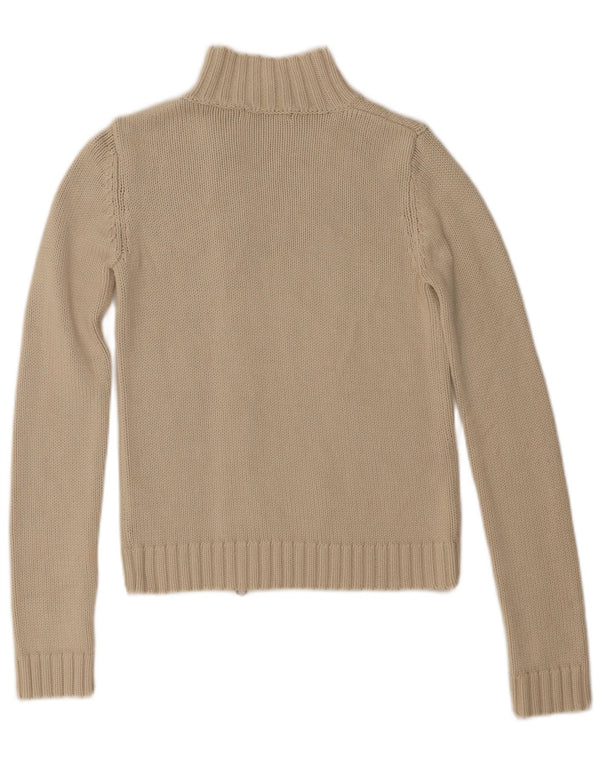 Maglione cardigan corto da donna Dkny UK 10 piccolo cotone beige