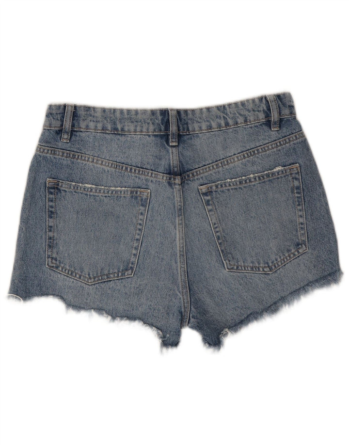 Pantaloncini in denim invecchiato da donna Zara EU 38 piccoli W28 cotone blu