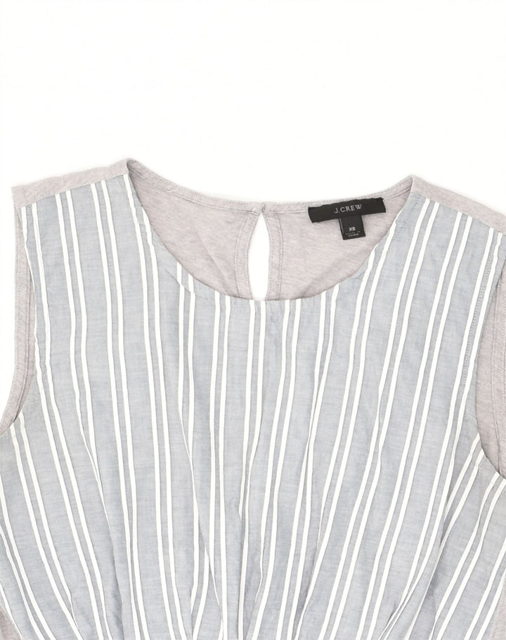 J. CREW Womens Sleeveless Blouse Top UK 6 XS Grey Striped Cotton | Vintage J. Crew | Thrift | Second-Hand J. Crew | Used Clothing | Messina Hembry 