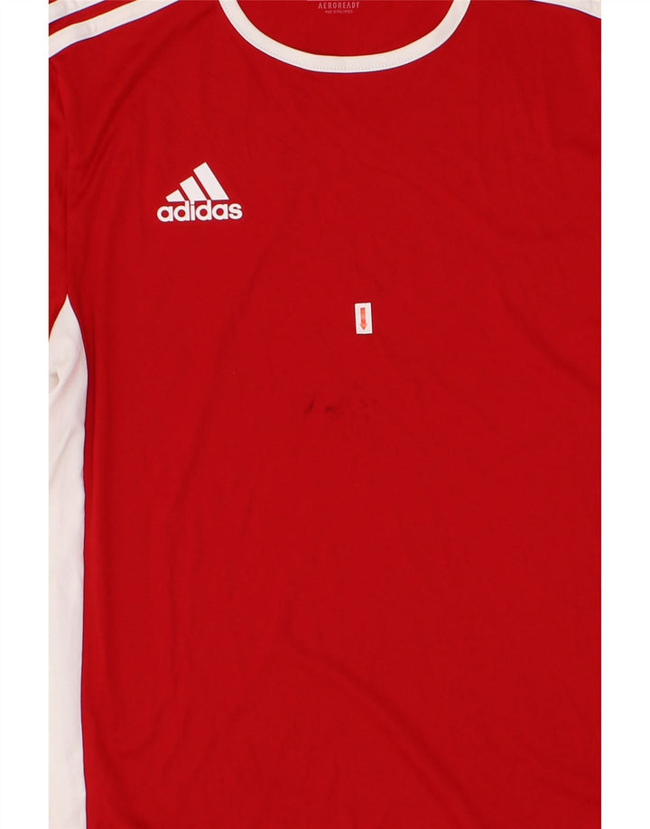 ADIDAS Mens Aeroready T-Shirt Top Small Red Colourblock Vintage Adidas and Second-Hand Adidas from Messina Hembry 