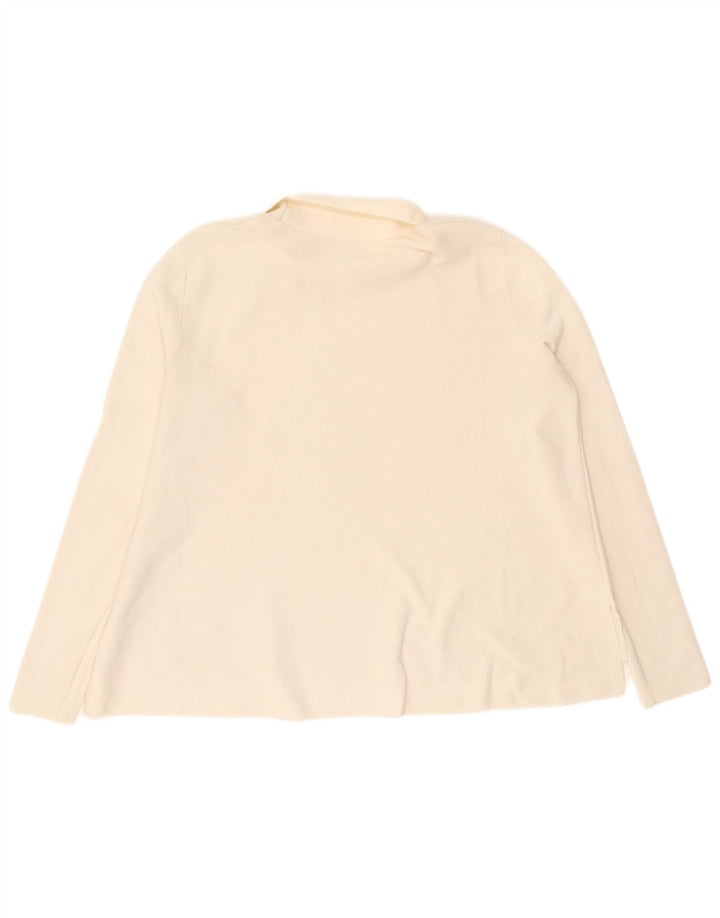 Cos Camicetta da donna con vestibilità ampia e collo alto, taglia UK 14, cotone bianco sporco medio