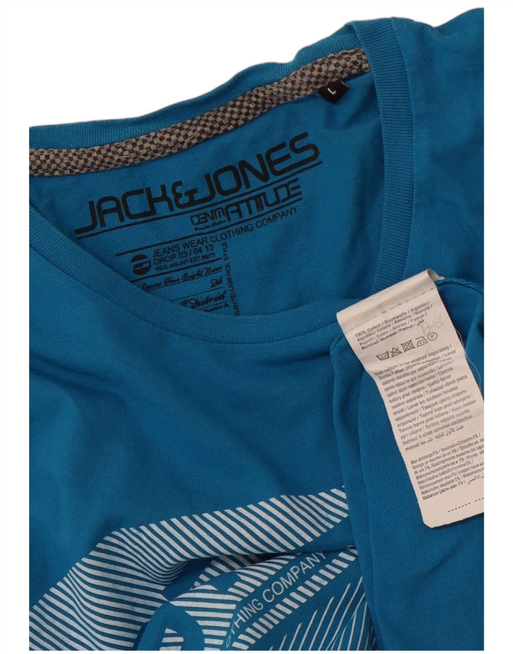 JACK & JONES T-shirt grafica da uomo grande in cotone blu