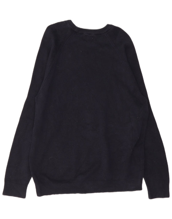 ZARA Maglione da Uomo con Scollo a Barca XL in Cotone Blu Navy