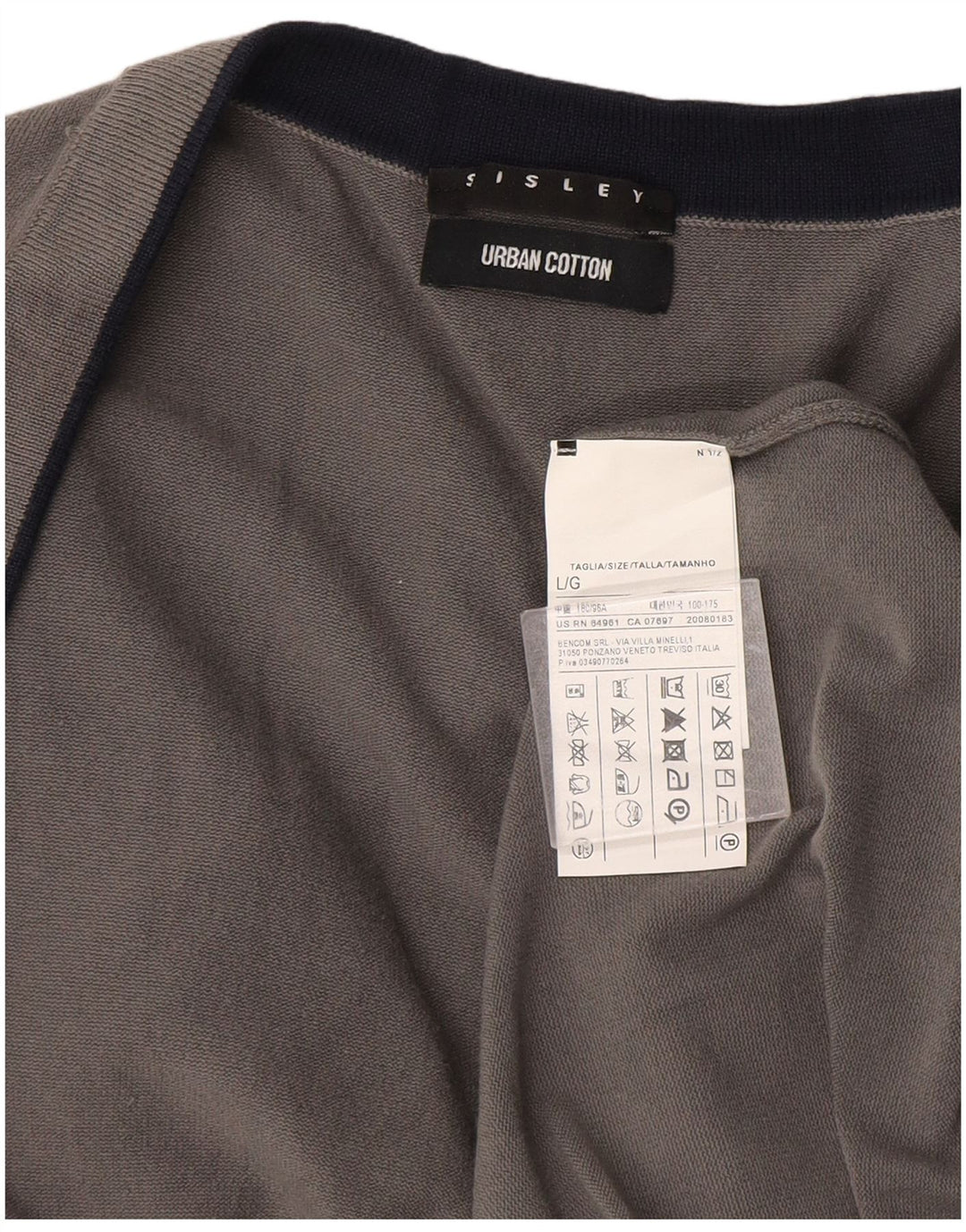 Maglione cardigan da uomo Sisley grande in cotone grigio
