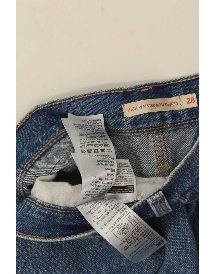 Pantaloncini di jeans a vita alta mamma da donna Levi's W28 cotone blu medio