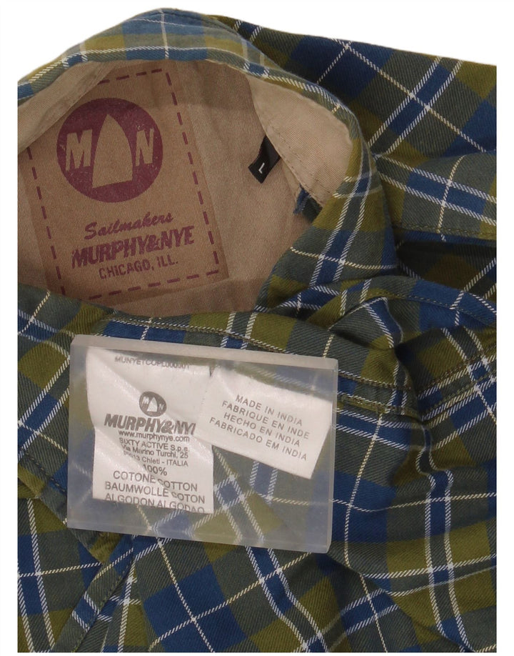 Murphy & Nye Camicia da uomo in flanella da uomo, grande cotone a quadri verdi