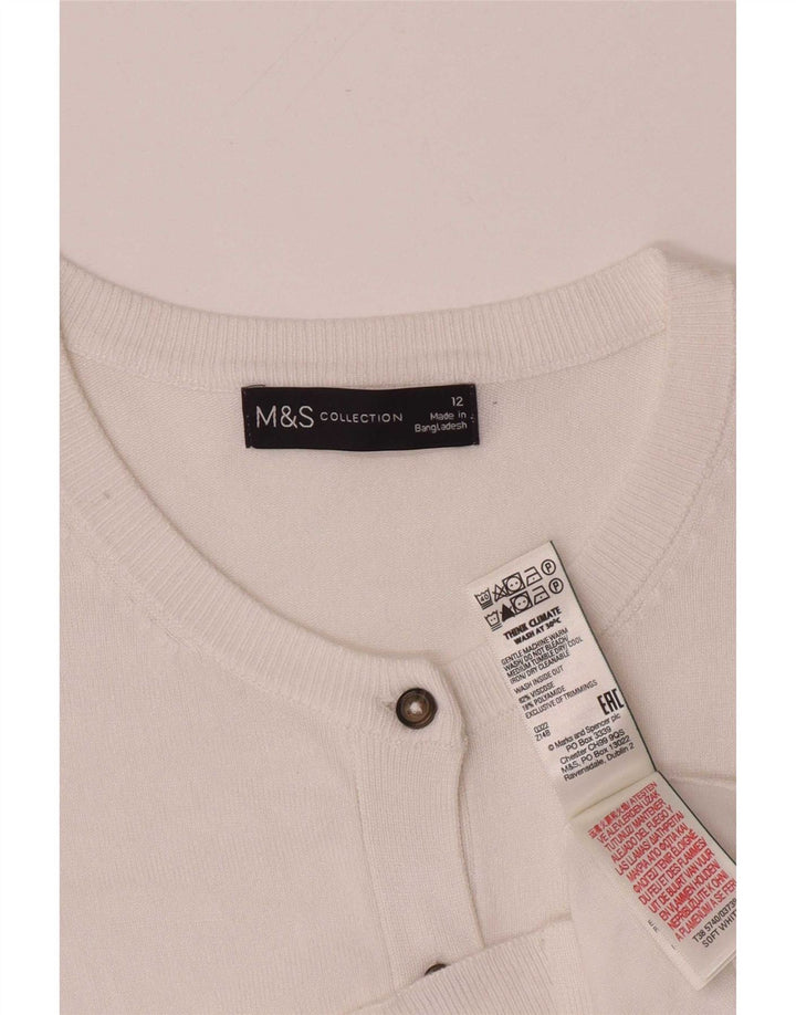 Maglione cardigan da donna Marks & Spencer UK 12 Viscosa bianca media