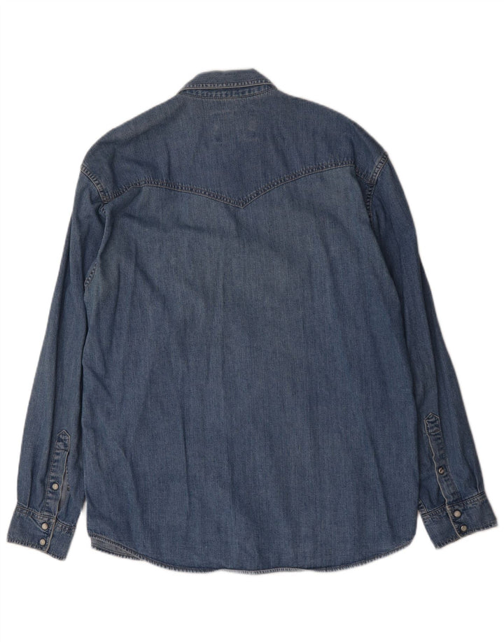 Camicia di jeans western da uomo Wrangler di grandi dimensioni in cotone blu