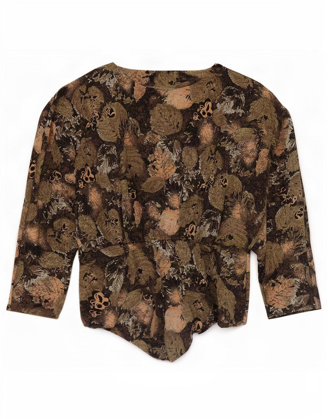 Top camicetta a maniche lunghe da donna vintage UK 8 piccolo floreale multicolore