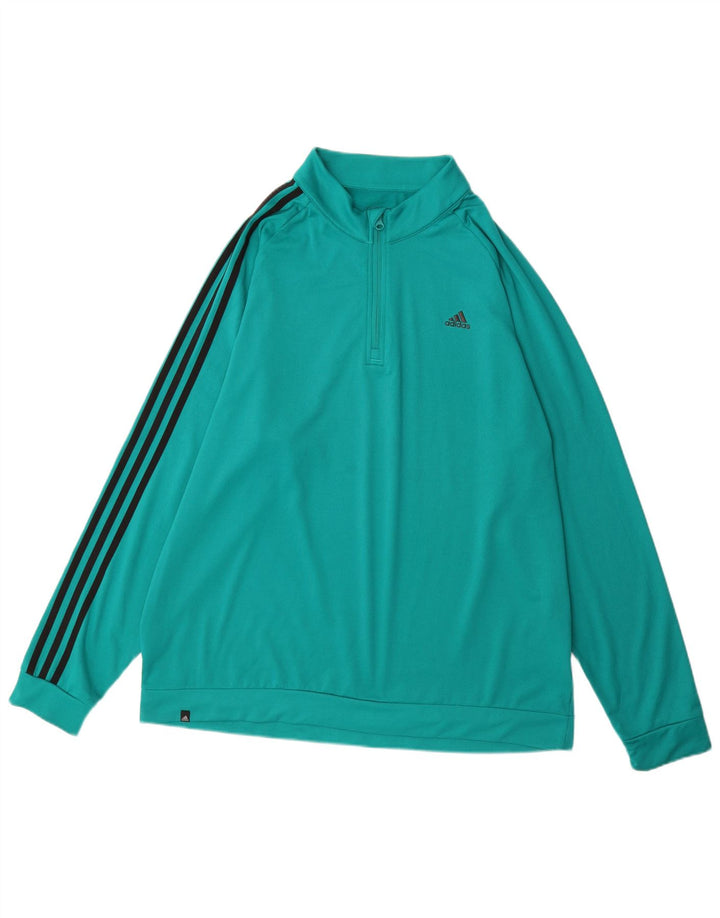 ADIDAS Tuta da uomo pullover con zip e collo XL poliestere turchese