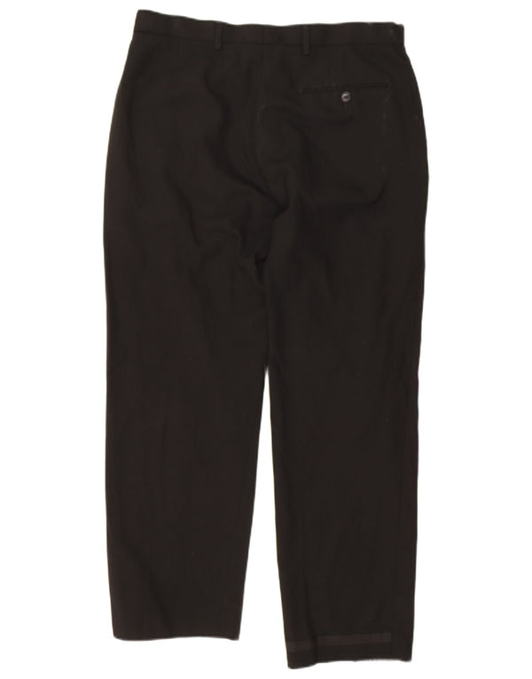 Pantaloni da abito dritti da uomo Marks & Spencer W34 L29 lana nera