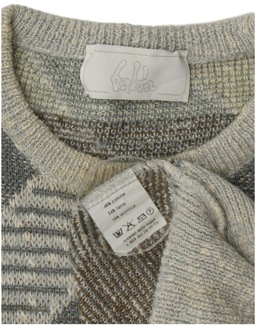 Maglione vintage da uomo girocollo in cotone a righe multicolori medie