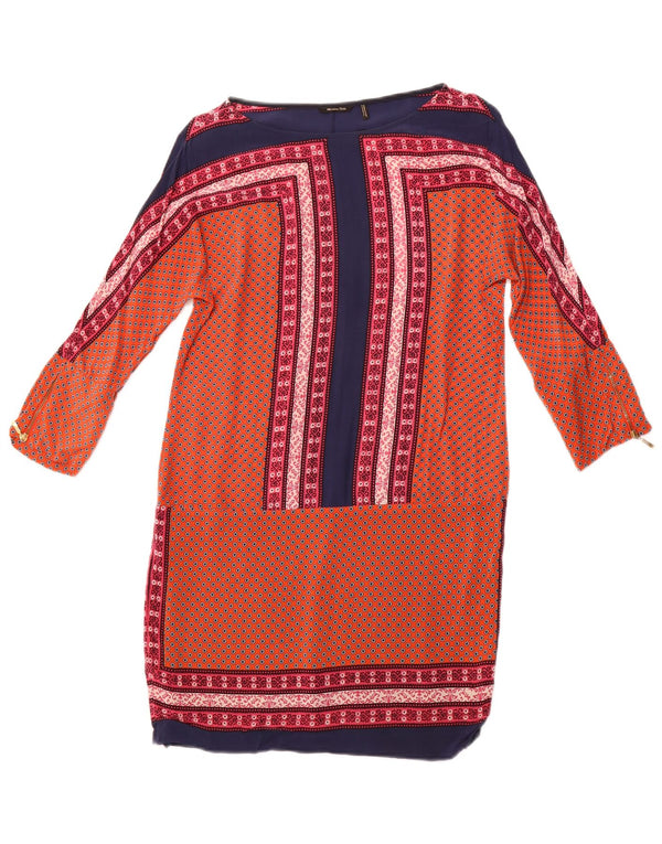 MASSIMO DUTTI Abito da donna a trapezio con maniche a 3/4 UK 12 Arancione medio floreale