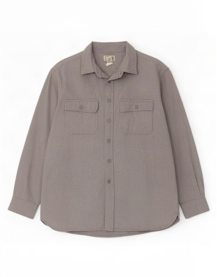 Camicia da uomo in flanella L.L.Bean in cotone grigio medio