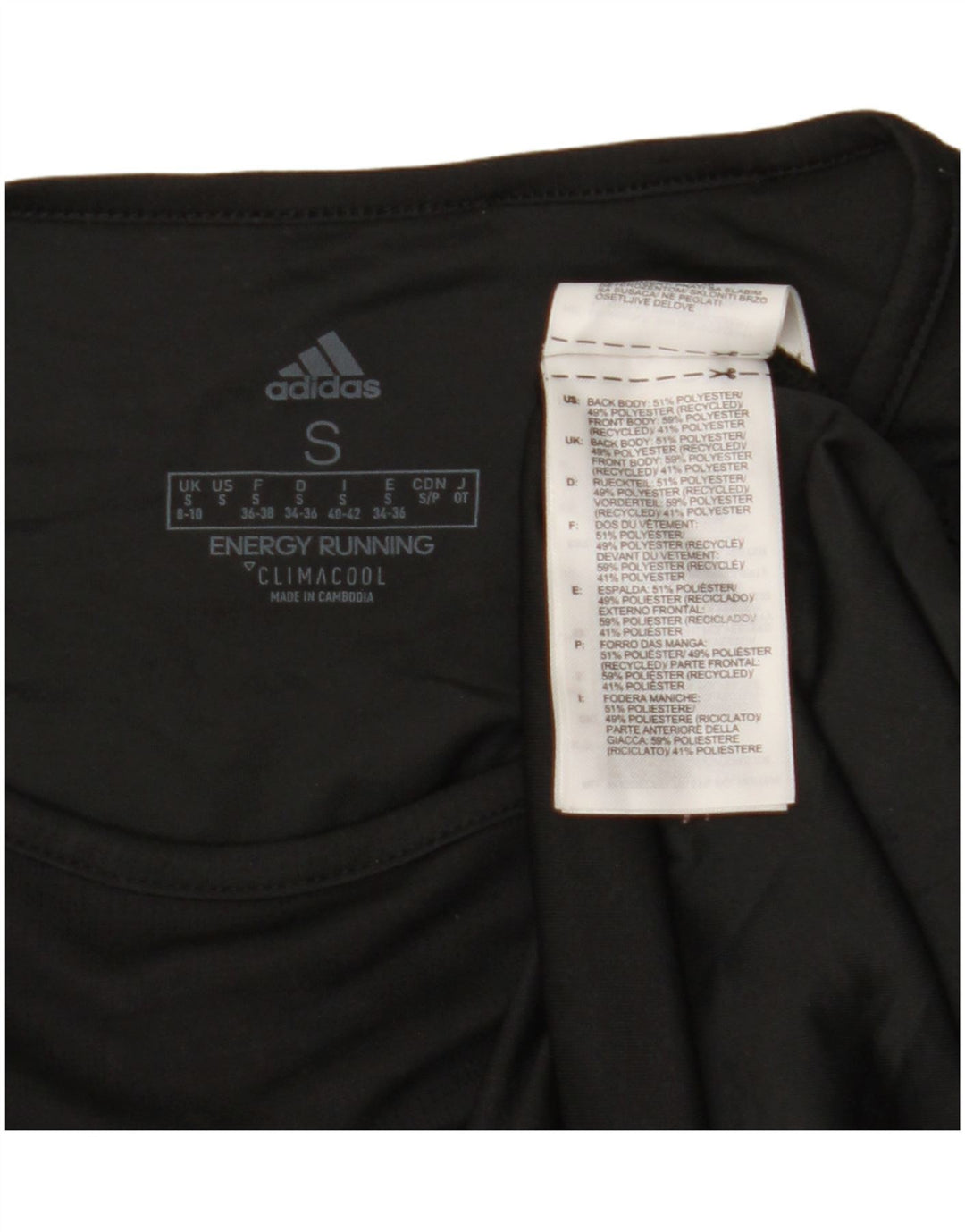Adidas Donna Climacool Top Manica Lunga UK 8/10 Piccolo Poliestere Nero