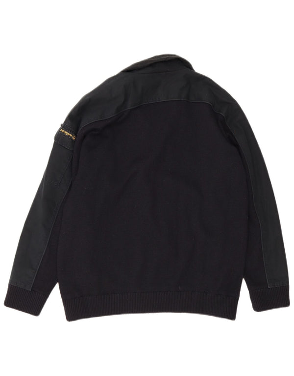 Navigare Uomo Maglia 1/4 Zip Felpa Maglione Medio Blu Navy Sportivo