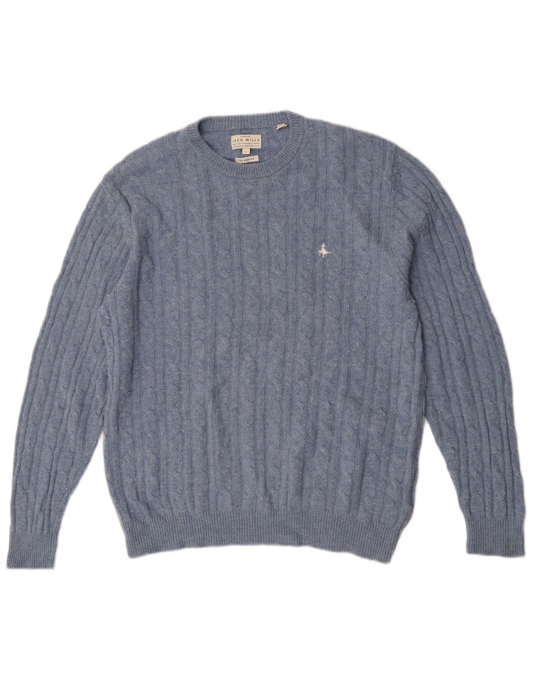 Jack Wills Uomo The Marlow Girocollo Maglione Maglione Grande Lana Blu