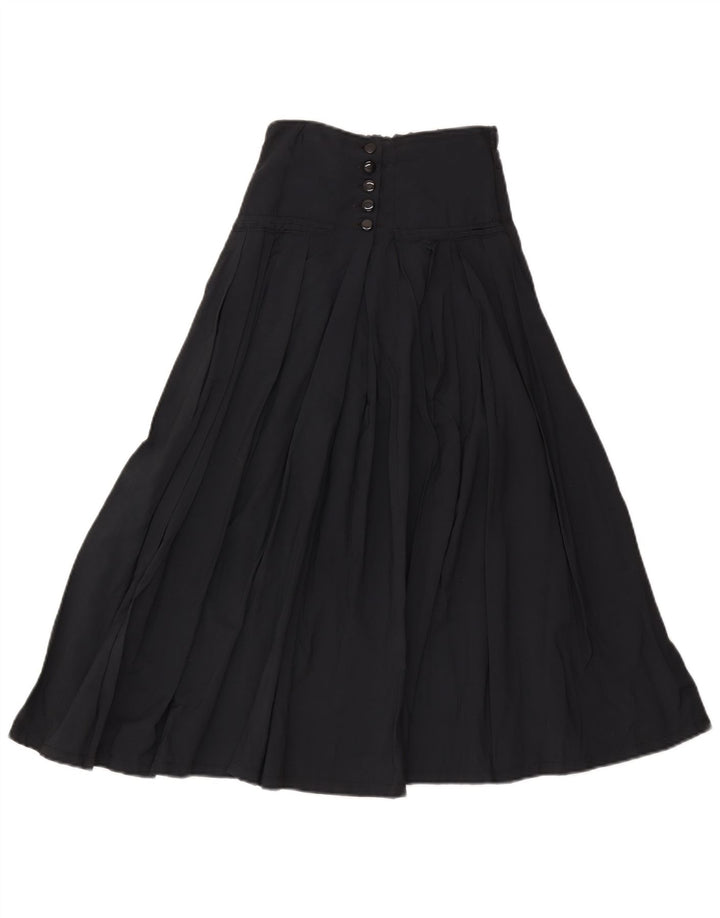 Gonna lunga a pieghe vintage da donna W30 blu navy medio