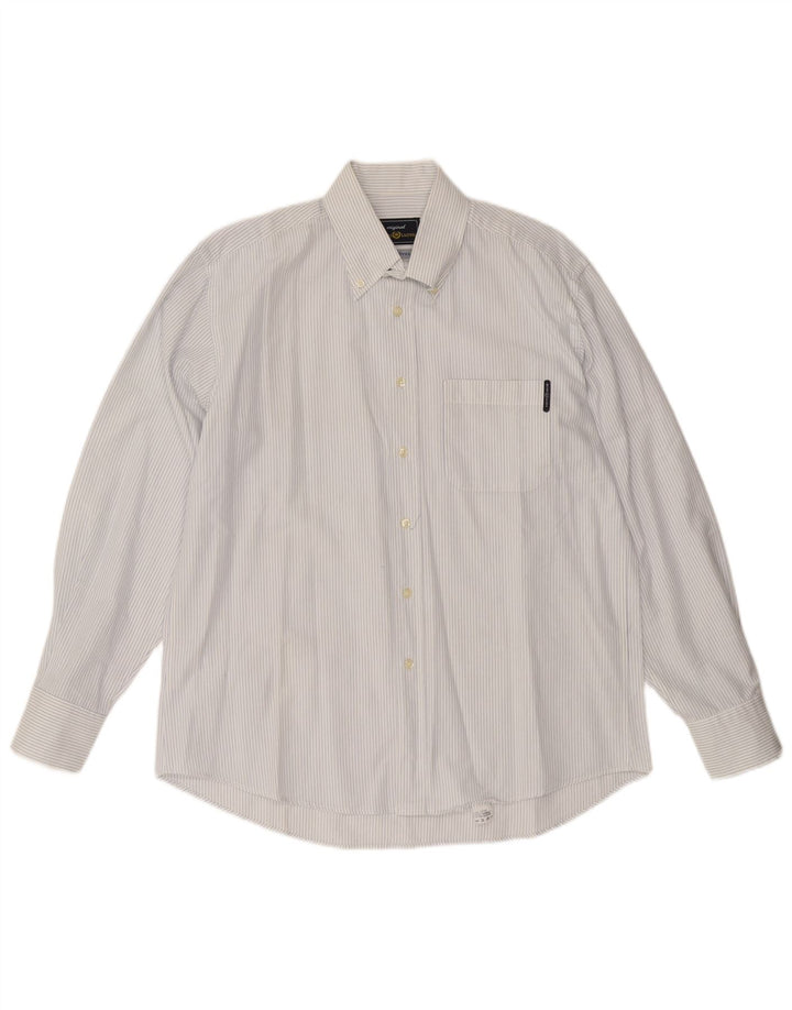 HENRI LLOYD Camicia da uomo grande cotone gessato bianco