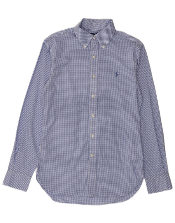 Ralph Lauren Mens Slim Fit Shirt Size 38 15 Small Blue Gingham Cotton