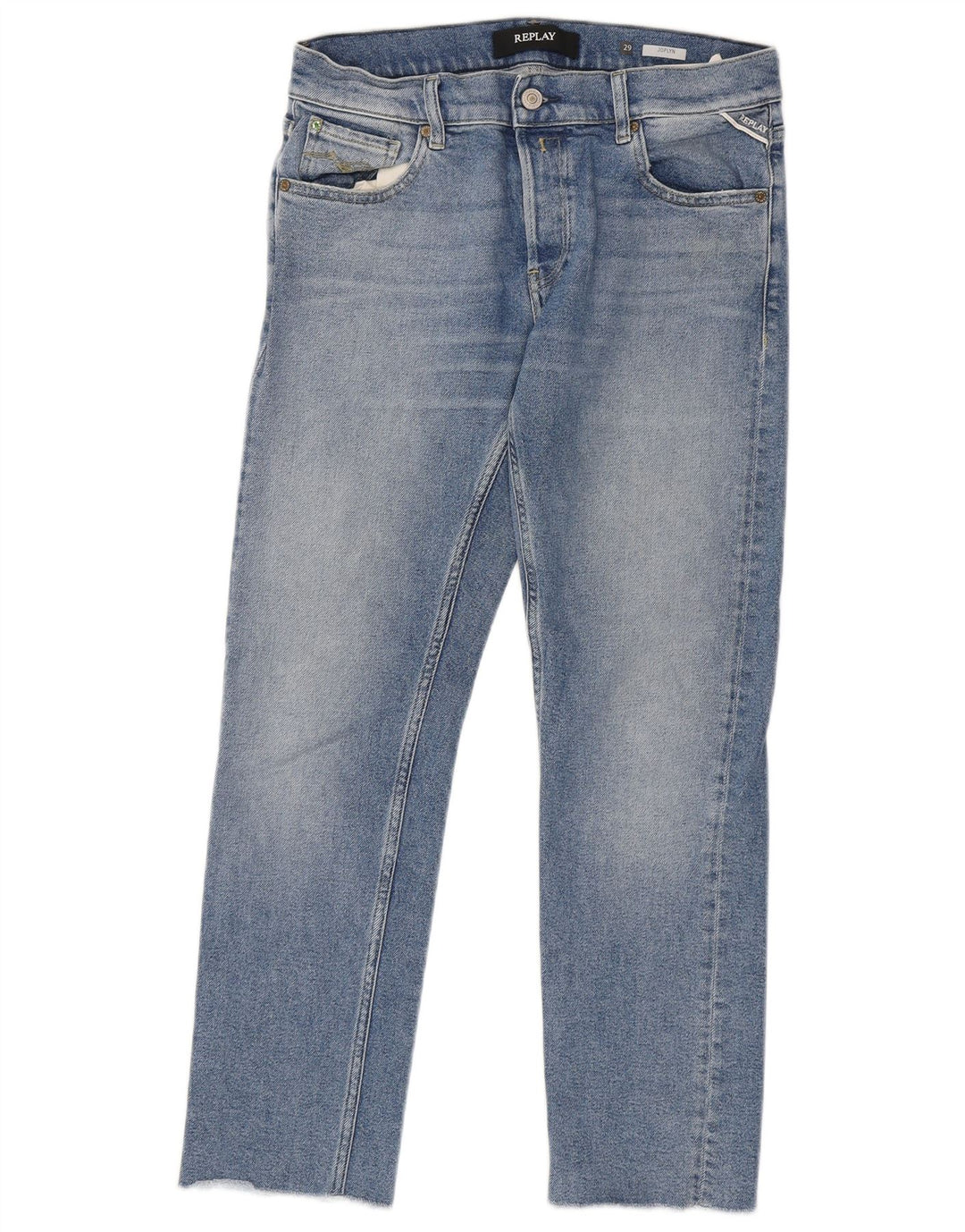 REPLAY Womens Straight Jeans W29 L28 Blue Cotton