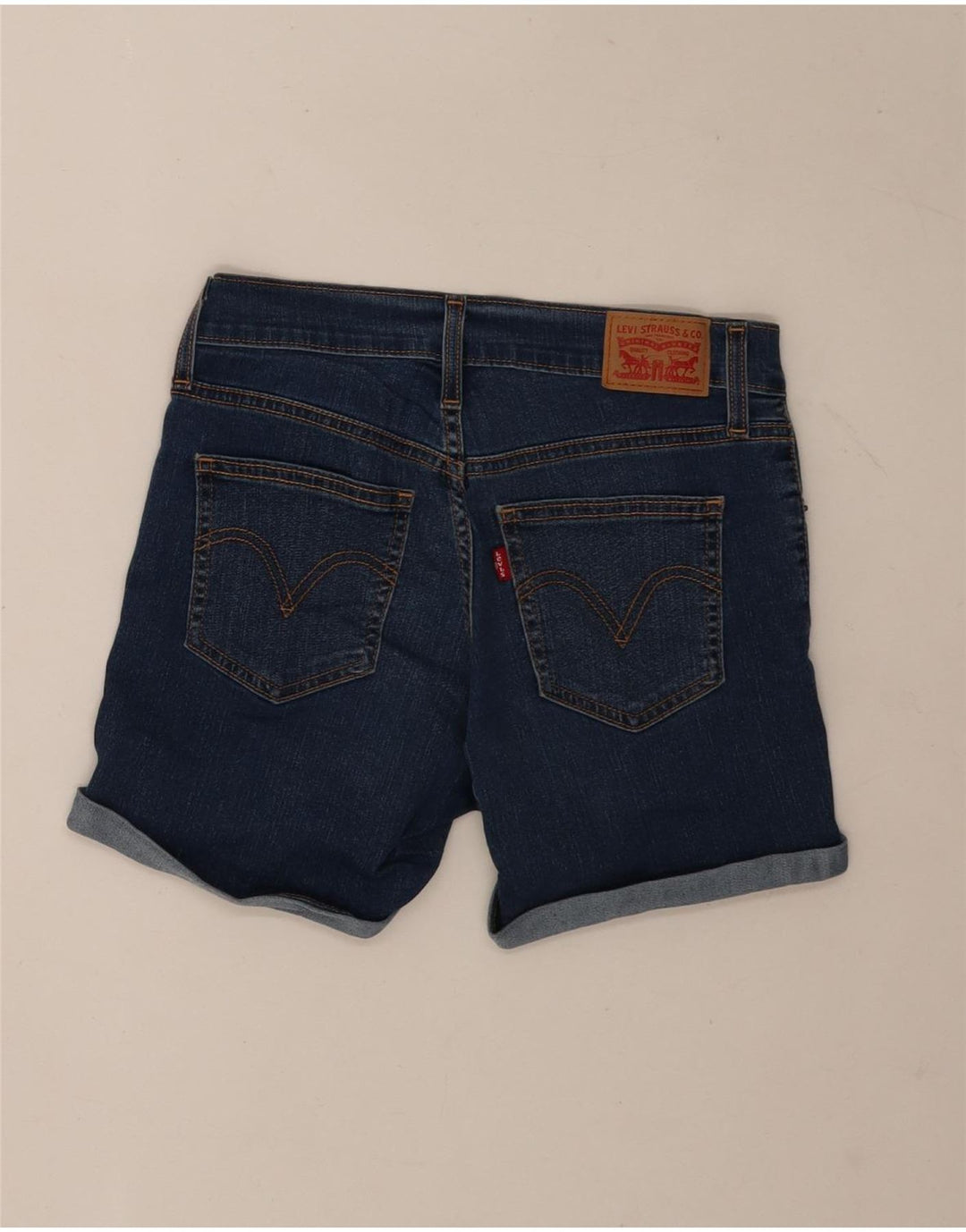 Pantaloncini di jeans da donna Levi's W26 piccoli in cotone blu navy