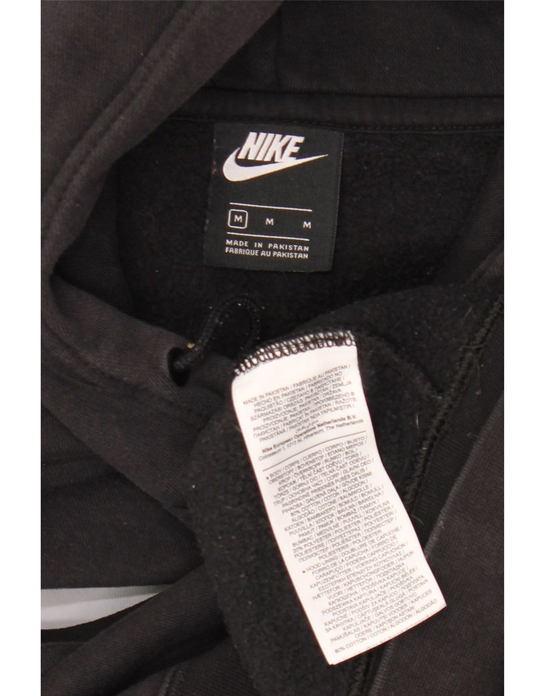 Felpa con cappuccio oversize grafica Nike da donna UK 14 cotone nero medio