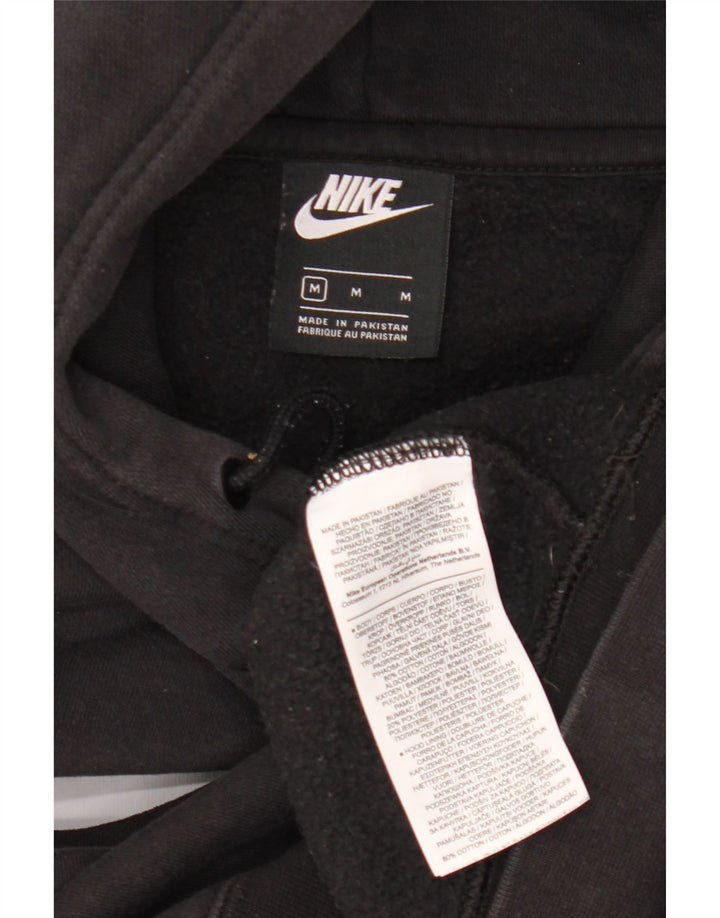 Felpa con cappuccio oversize grafica Nike da donna UK 14 cotone nero medio