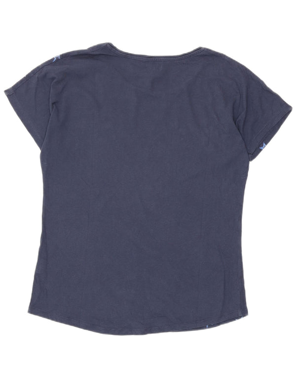 Avirex Womens Graphic T-Shirt Top UK 14 Large Navy Blue Cotton