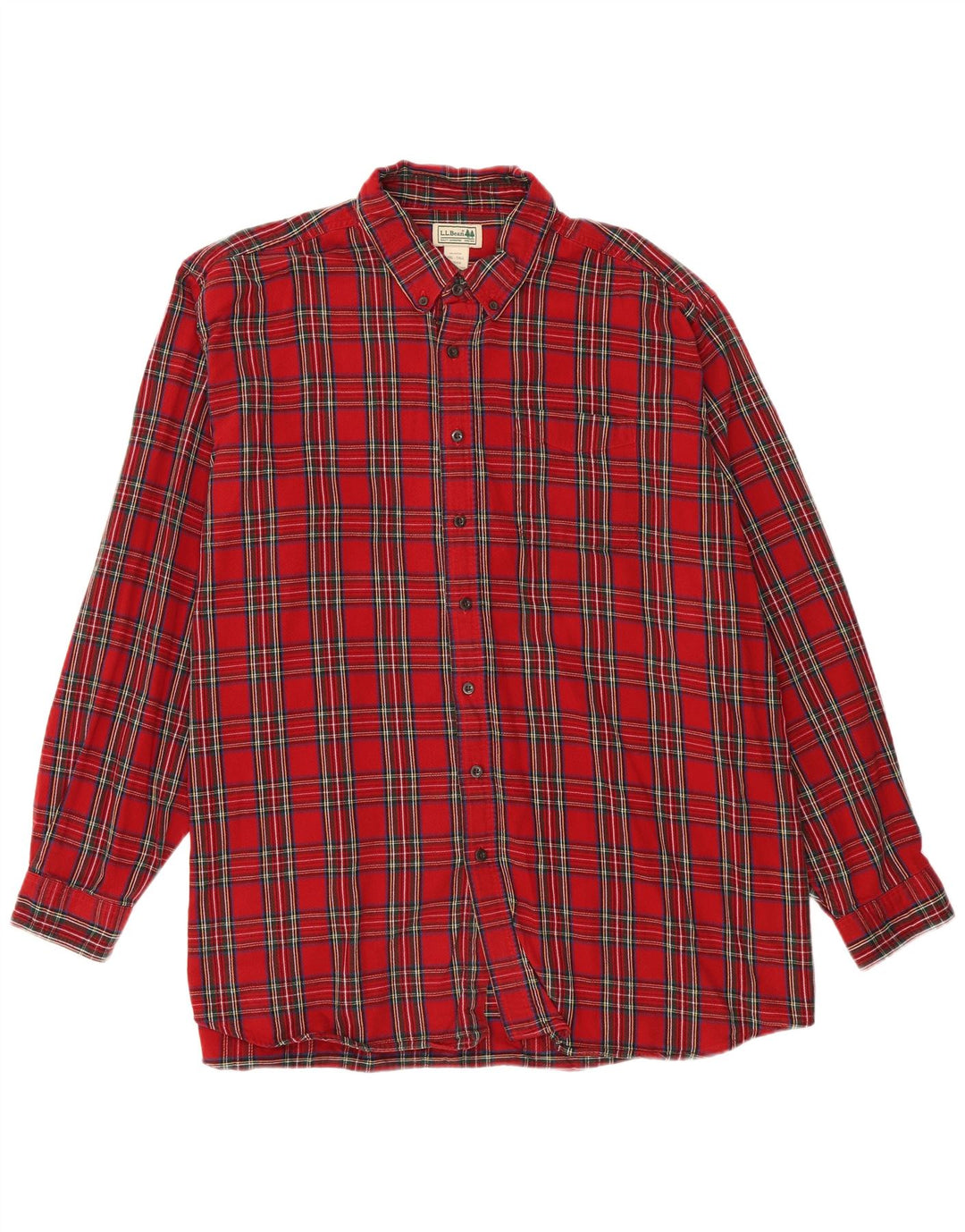 L.L.BEAN Camicia alta da uomo in flanella 2XL Cotone a quadri rossi
