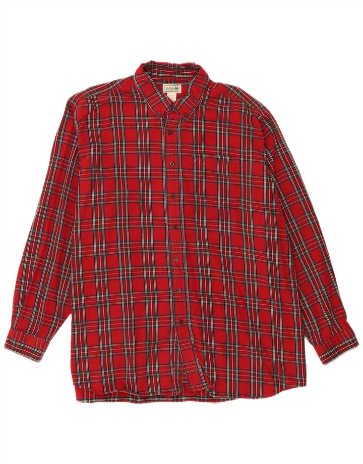 L.L.BEAN Camicia alta da uomo in flanella 2XL Cotone a quadri rossi