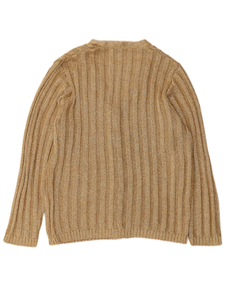 Maglione cardigan da donna vintage UK 16 grande oro