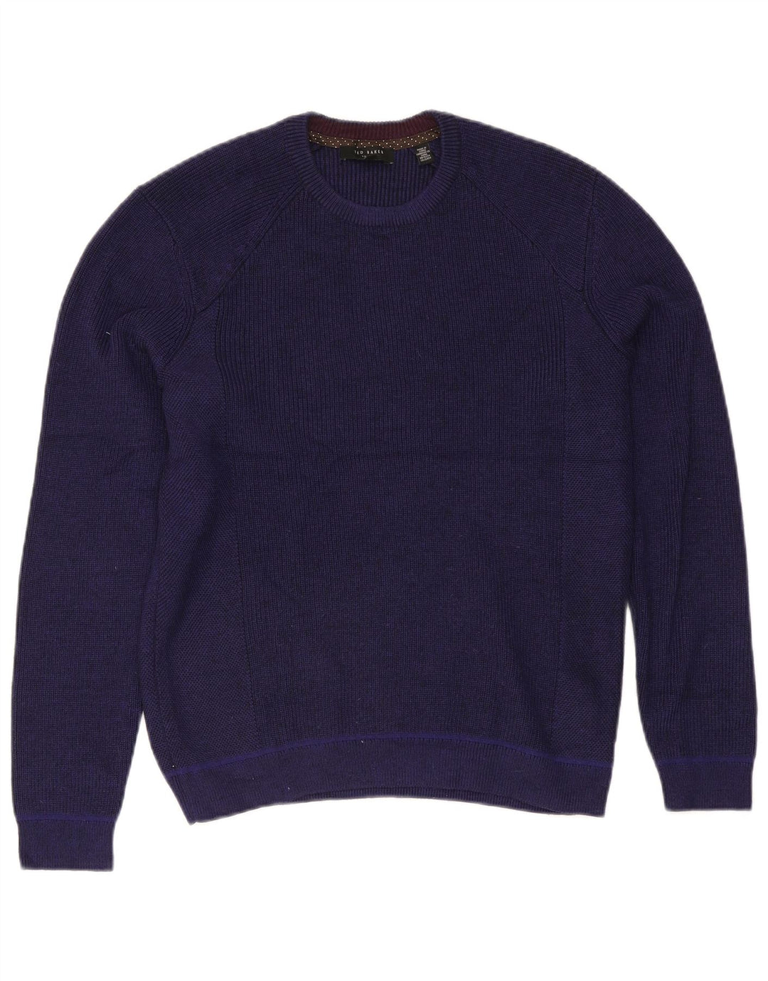 Maglione maglione girocollo da uomo Ted Baker taglia 4 grande poliestere blu navy