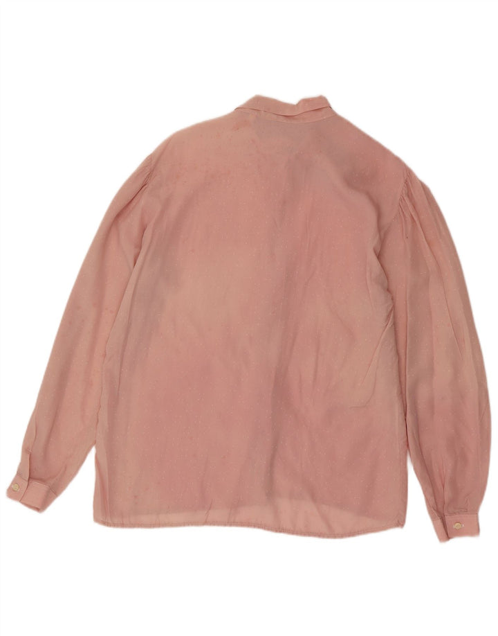 Camicetta da donna vintage con cravatta sul davanti IT 46 Grande rosa geometrica