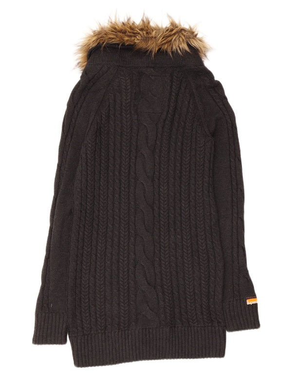 Maglione da donna con collo alto e collo alto SUPERDRY UK 12 Grigio medio