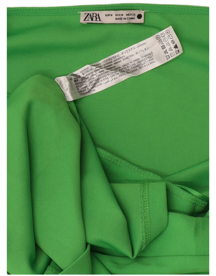 Abito aderente senza maniche da donna Zara UK 12 Poliestere verde medio