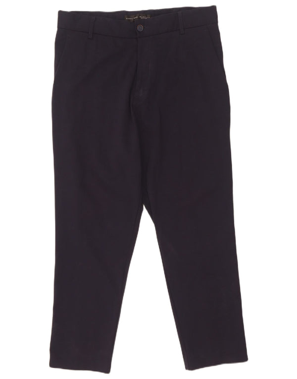 Pantaloni chino corti da uomo Zara grandi W32 L26 nylon a righe blu navy
