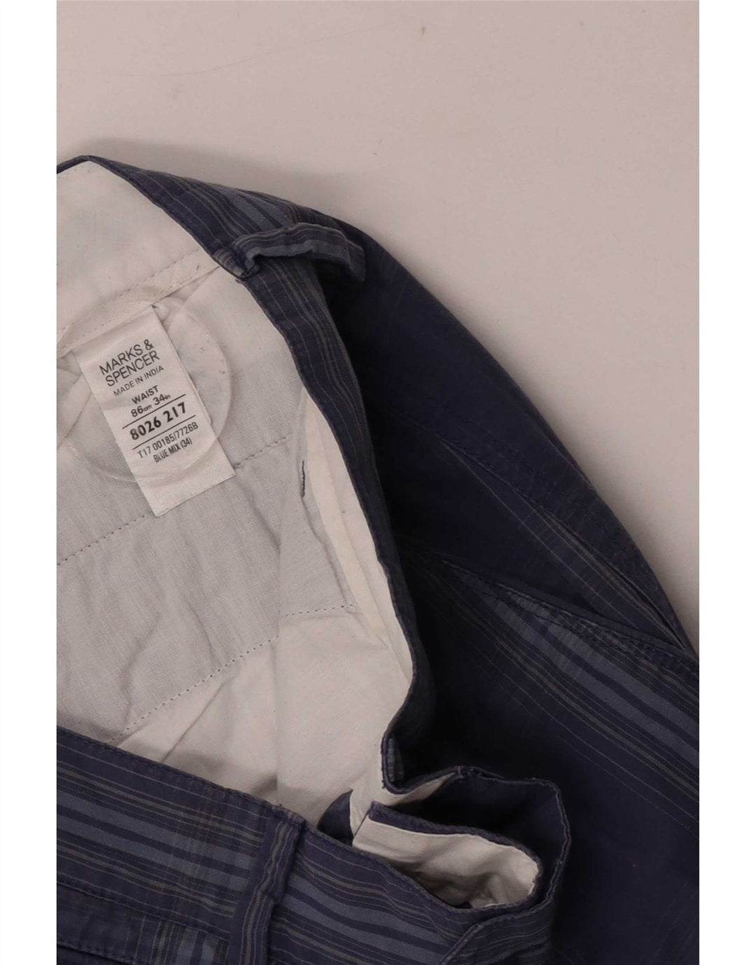 Pantaloncini chino da uomo Marks & Spencer grandi W34 in cotone a quadri blu