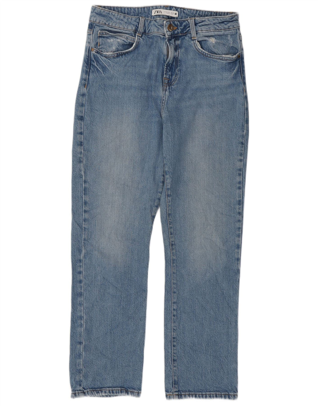 Jeans dritti a vita alta da donna Zara EU 40 medio W30 L27 blu