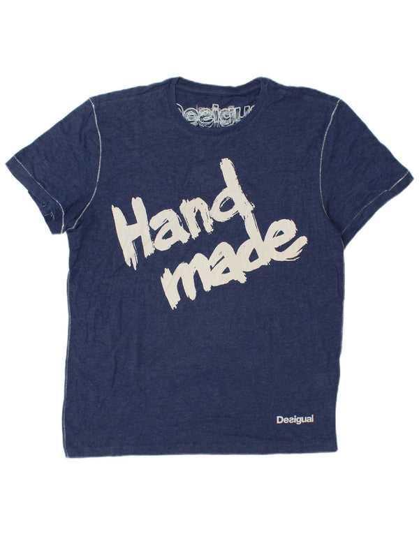 Desigual T-shirt grafica da uomo Top Large in cotone blu navy