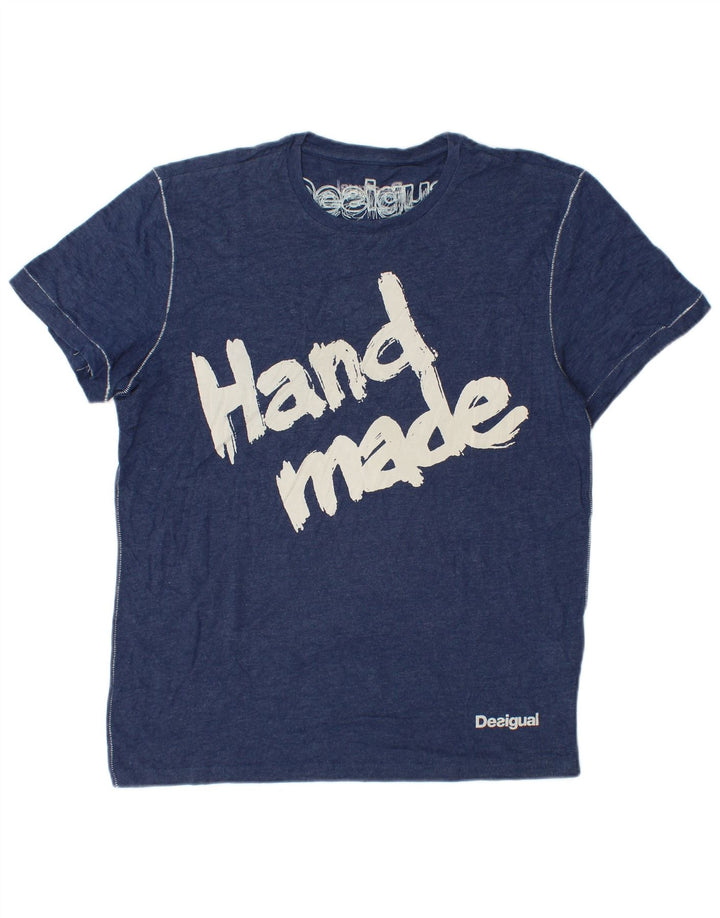 Desigual T-shirt grafica da uomo Top Large in cotone blu navy