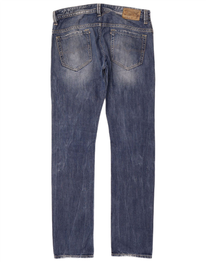 Jeans dritti invecchiati da uomo Diesel W32 L34 cotone blu