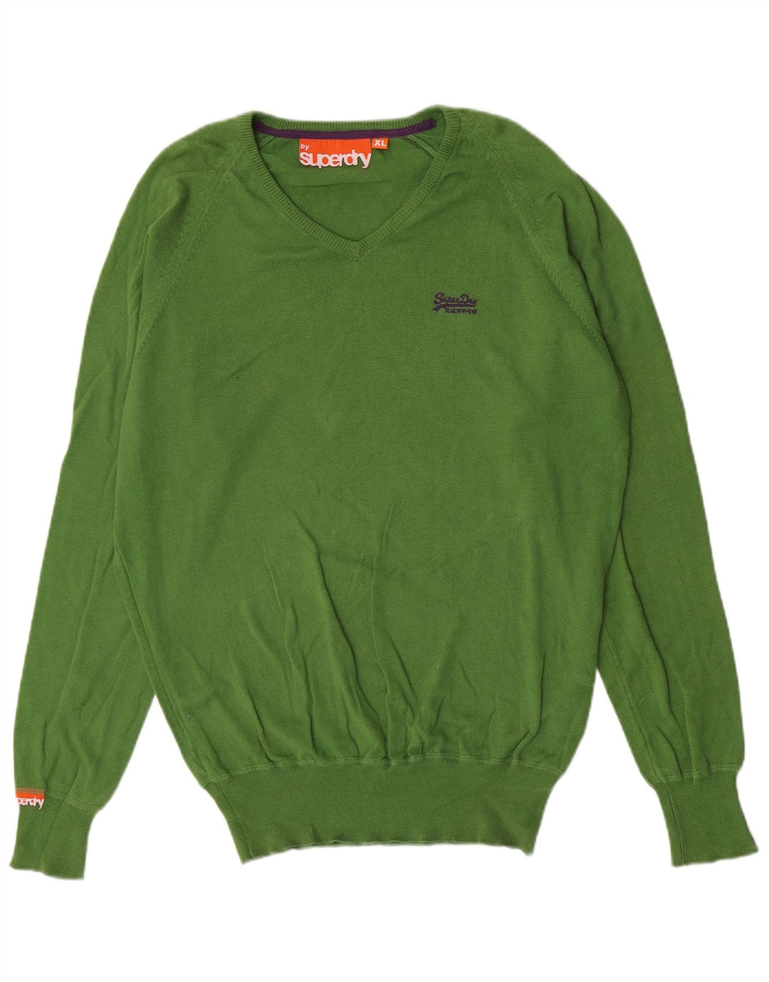 Maglione da uomo con scollo a V Superdry XL in cotone verde