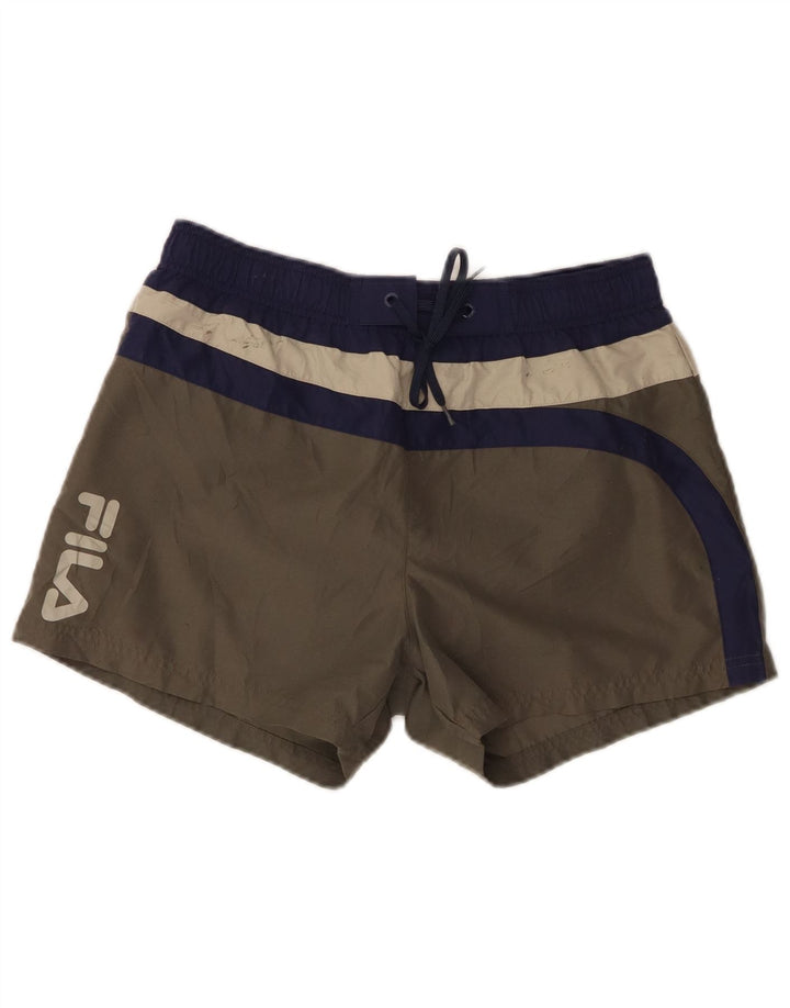 Pantaloncini da bagno grafici da uomo Fila Small in poliestere color block grigio