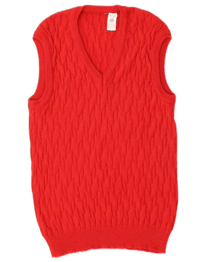 Canottiera vintage da uomo piccola in lana rossa