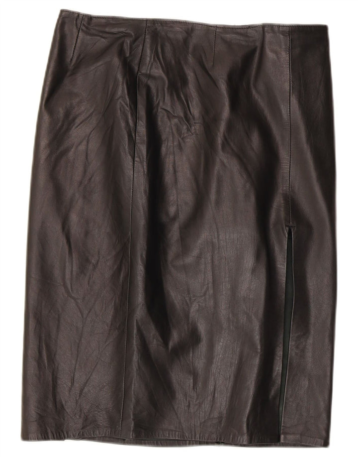 Gonna in pelle vintage da donna IT 46 grande W30 in pelle nera