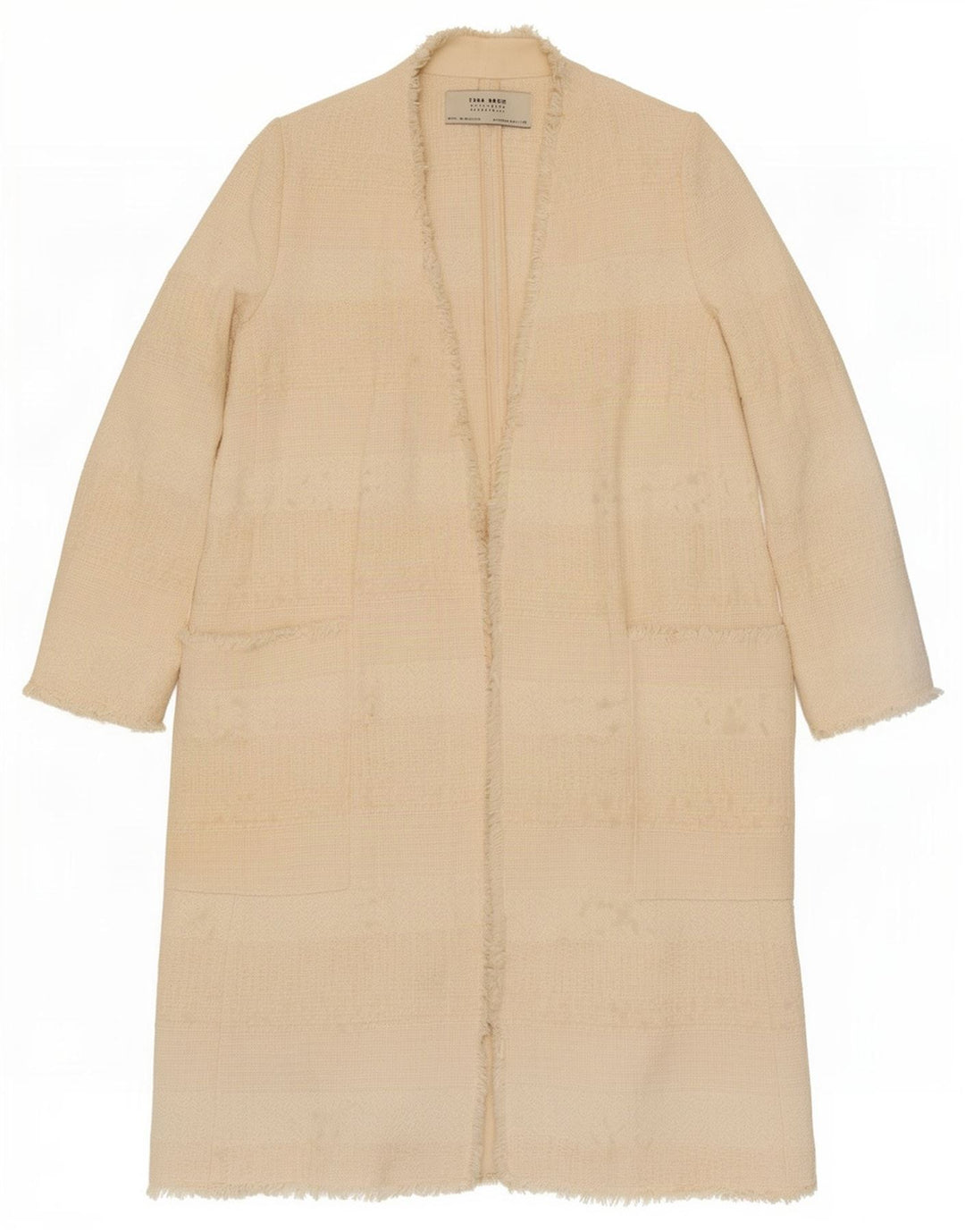 Cappotto aperto da donna Zara UK 12 cotone bianco sporco medio