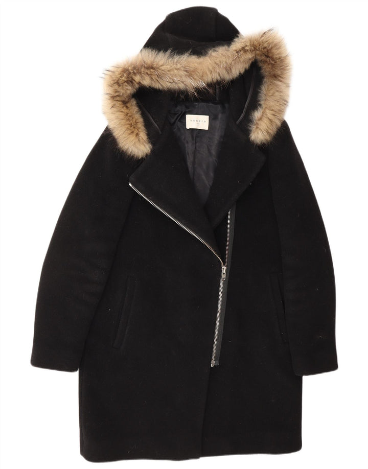 Soprabito con cappuccio da donna SANDRO EU 40 medio nero lana