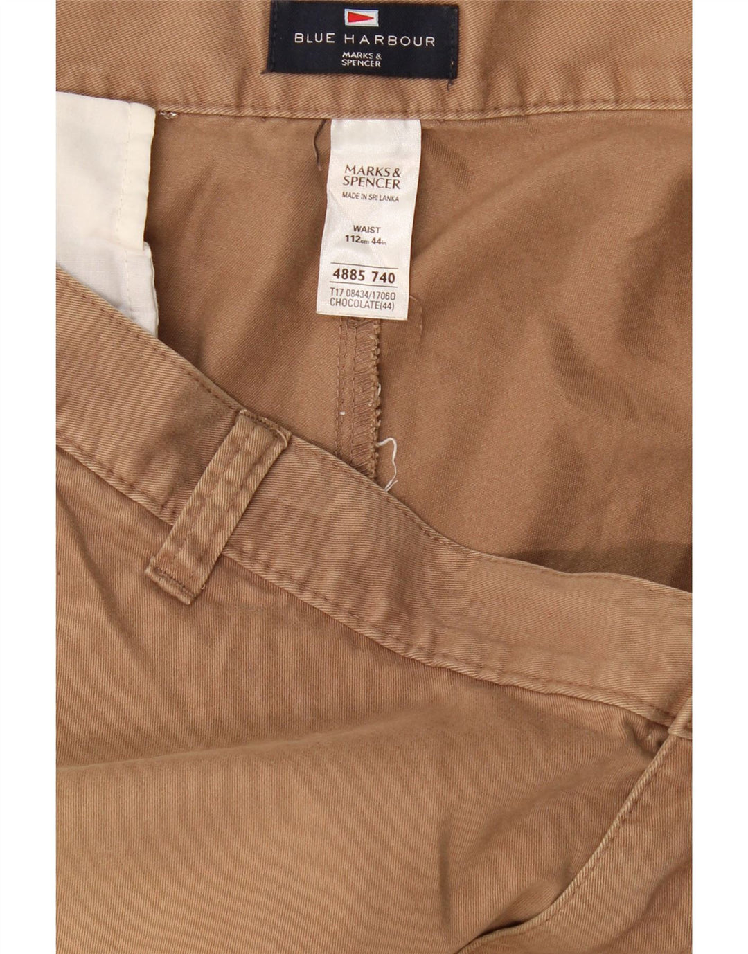 Pantaloncini chino Marks & Spencer da uomo blu Harbour W44 2XL cotone marrone